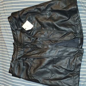 Black leather mini skirt